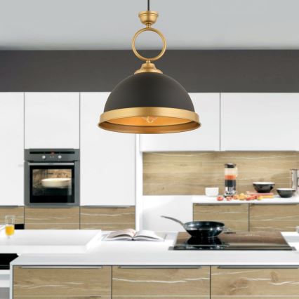 Lustre pendente MONZA com cabo 1xE27/40W/230V Ø 30 cm preto/bronze