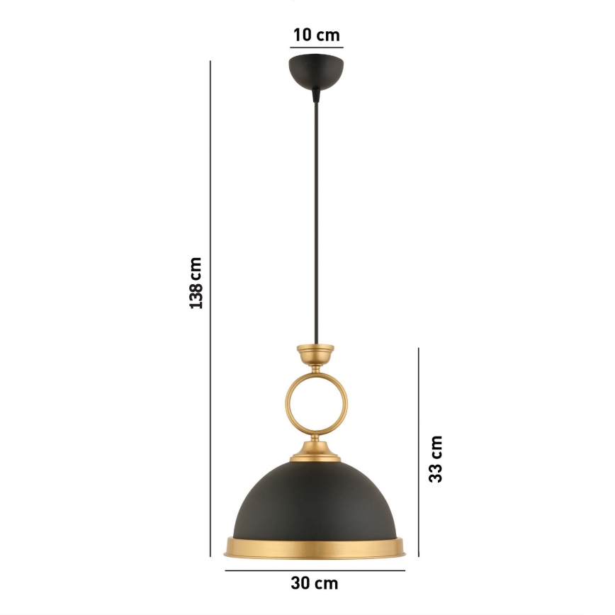 Lustre pendente MONZA com cabo 1xE27/40W/230V Ø 30 cm preto/bronze