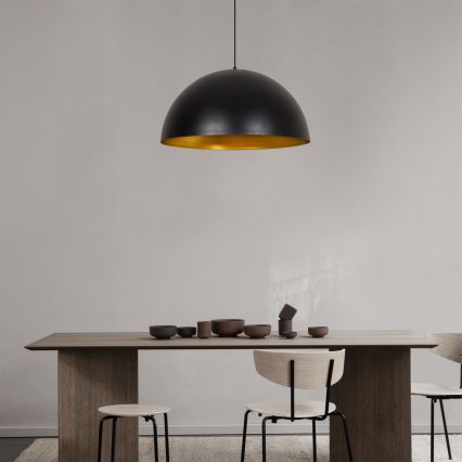Lustre pendente SIVANI com cabo 1xE27/40W/230V Ø 60 cm preto/cobre