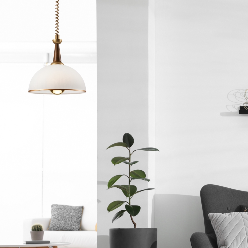 Lustre retrátil CHIARA 1xE27/60W/230V castanho/buche