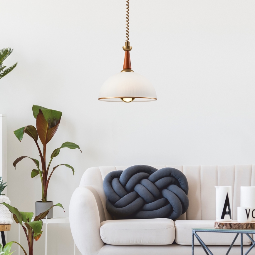 Lustre retrátil CHIARA 1xE27/60W/230V castanho escuro/buche