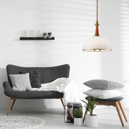 Lustre retrátil CHIARA 1xE27/60W/230V castanho escuro/buche