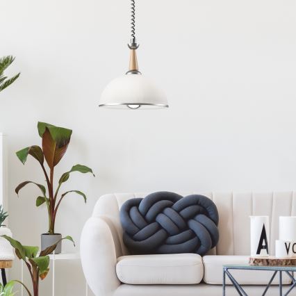 Lustre retrátil CHIARA 1xE27/60W/230V prata/bege/buche