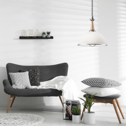 Lustre retrátil CHIARA 1xE27/60W/230V prata/bege/buche