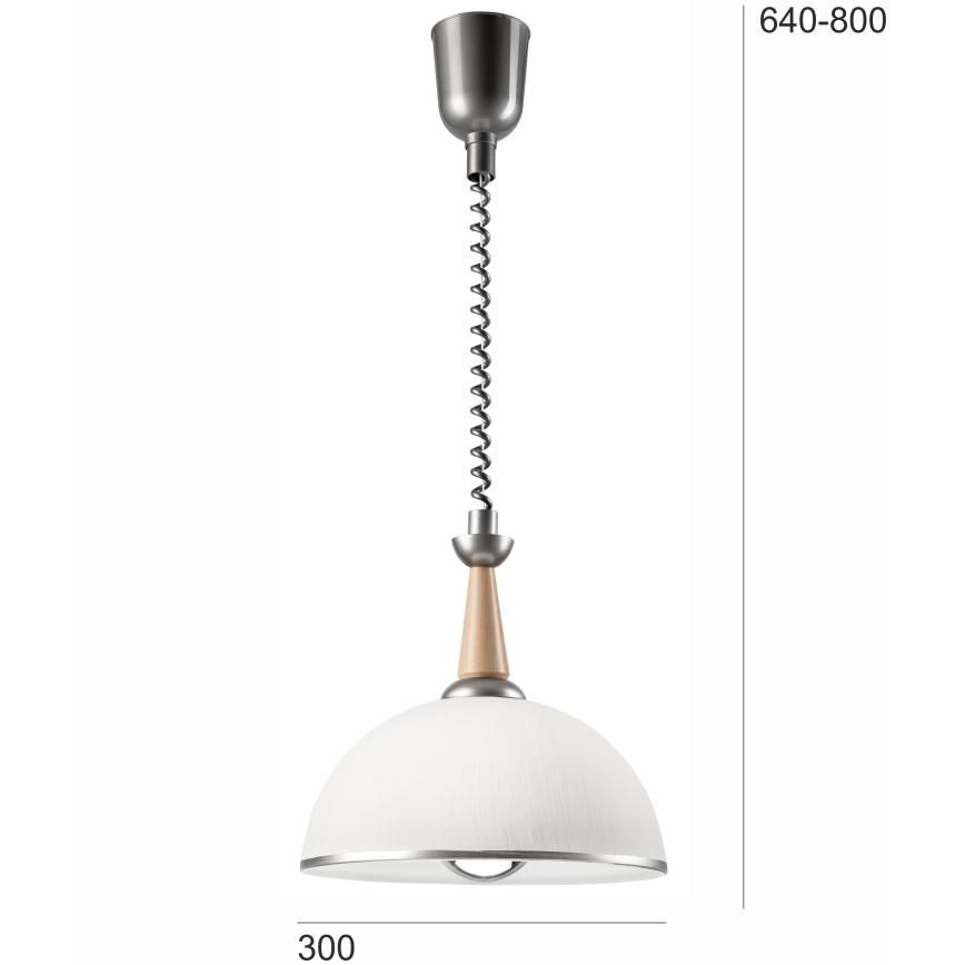 Lustre retrátil CHIARA 1xE27/60W/230V prata/bege/buche