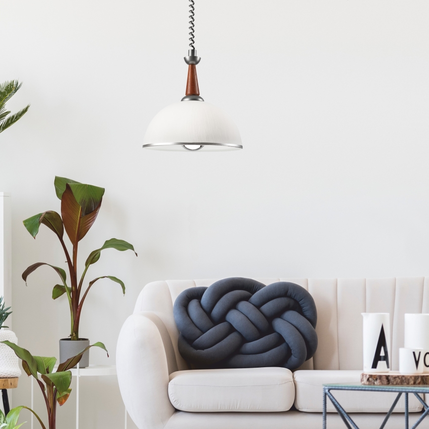 Lustre retrátil CHIARA 1xE27/60W/230V prata/marrom/buche