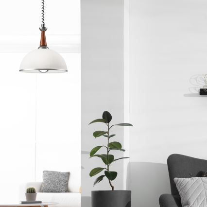 Lustre retrátil CHIARA 1xE27/60W/230V prata/marrom/buche