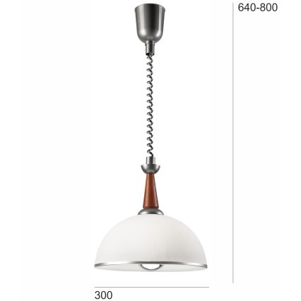 Lustre retrátil CHIARA 1xE27/60W/230V prata/marrom/buche