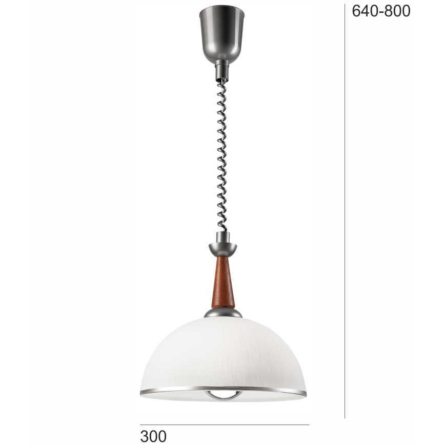Lustre retrátil CHIARA 1xE27/60W/230V prata/marrom/buche
