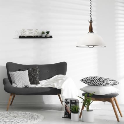 Lustre retrátil CHIARA 1xE27/60W/230V prata/marrom escuro/buche