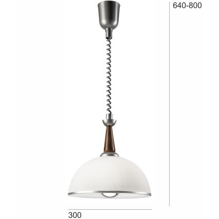 Lustre retrátil CHIARA 1xE27/60W/230V prata/marrom escuro/buche