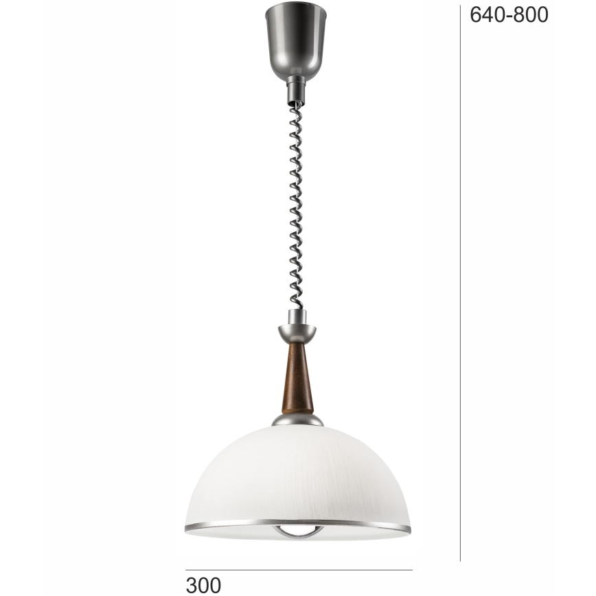 Lustre retrátil CHIARA 1xE27/60W/230V prata/marrom escuro/buche