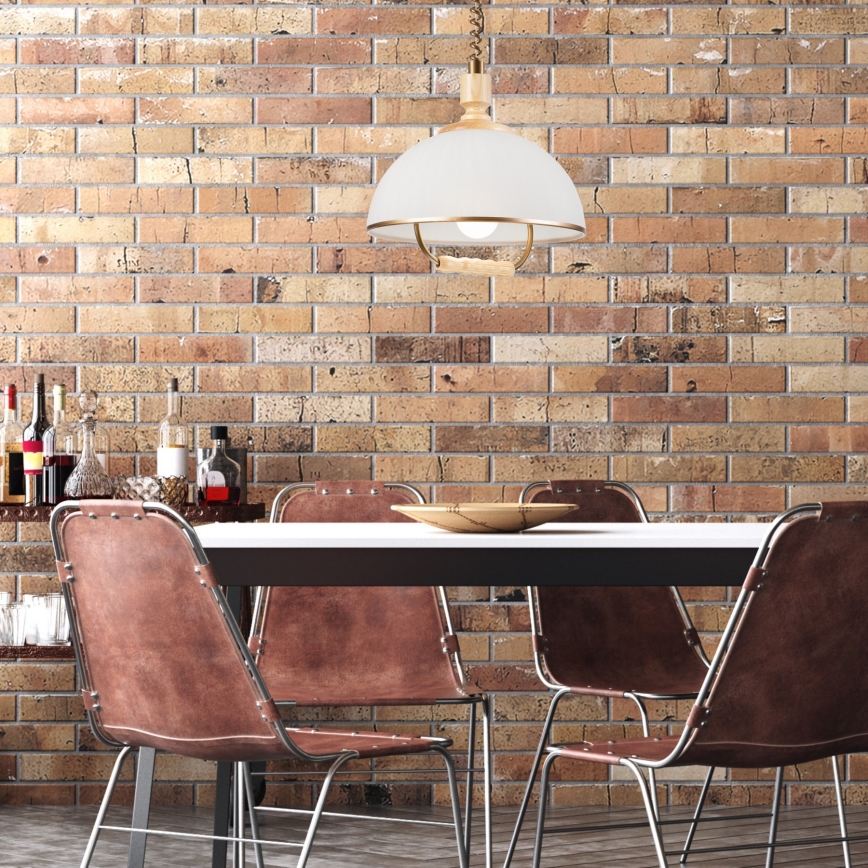 Lustre retrátil RAMONA 1xE27/60W/230V bege/marrom claro/pinho