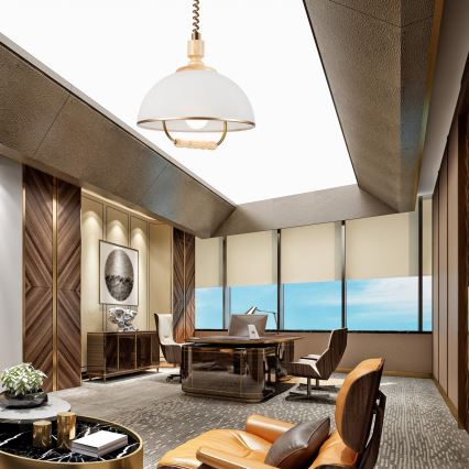 Lustre retrátil RAMONA 1xE27/60W/230V bege/marrom claro/pinho