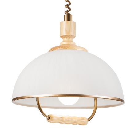 Lustre retrátil RAMONA 1xE27/60W/230V bege/marrom claro/pinho