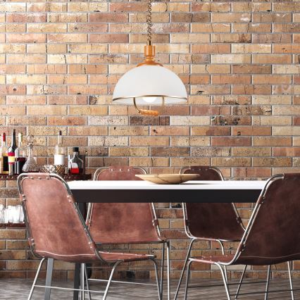 Lustre retrátil RAMONA 1xE27/60W/230V bege/marrom/pinho