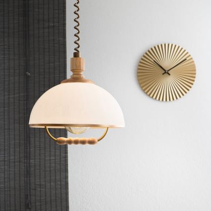 Lustre retrátil RAMONA 1xE27/60W/230V castanho/branco/carvalho