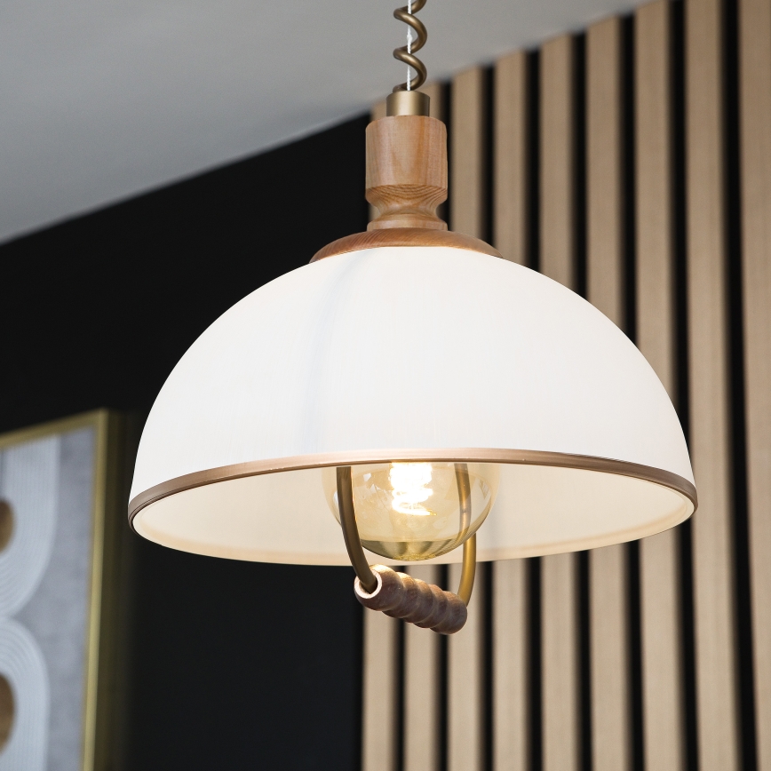 Lustre retrátil RAMONA 1xE27/60W/230V castanho/branco/carvalho