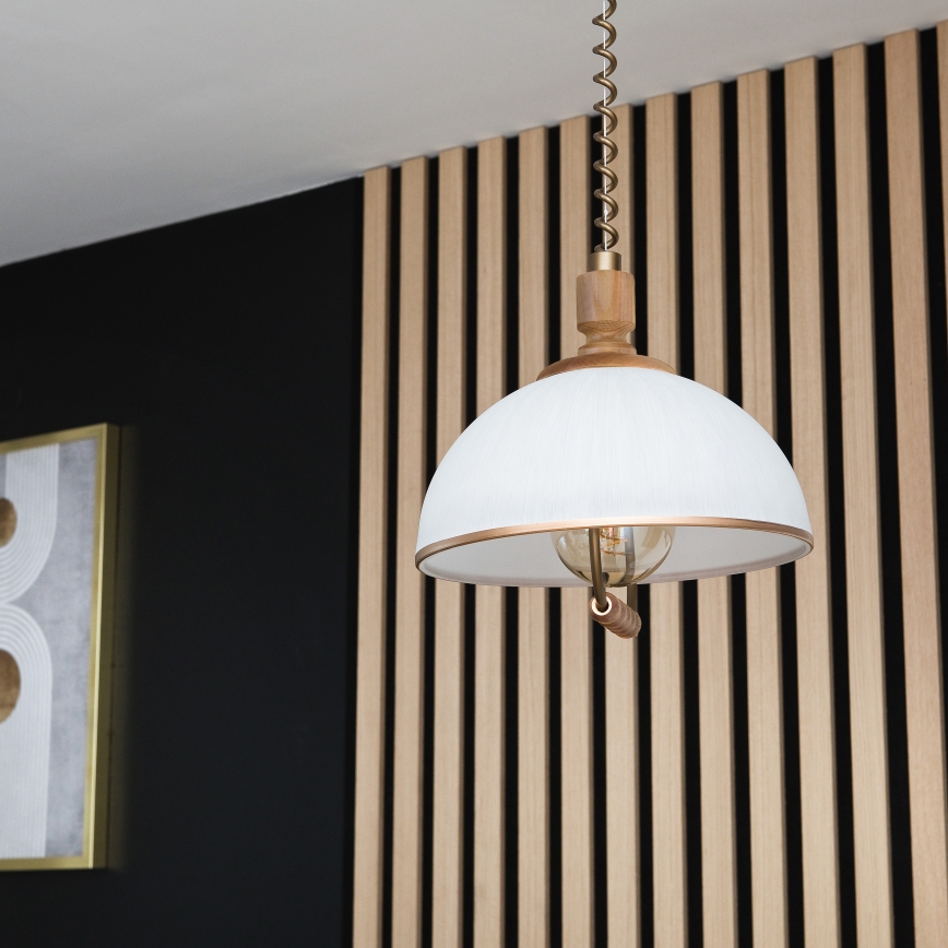 Lustre retrátil RAMONA 1xE27/60W/230V castanho/branco/carvalho