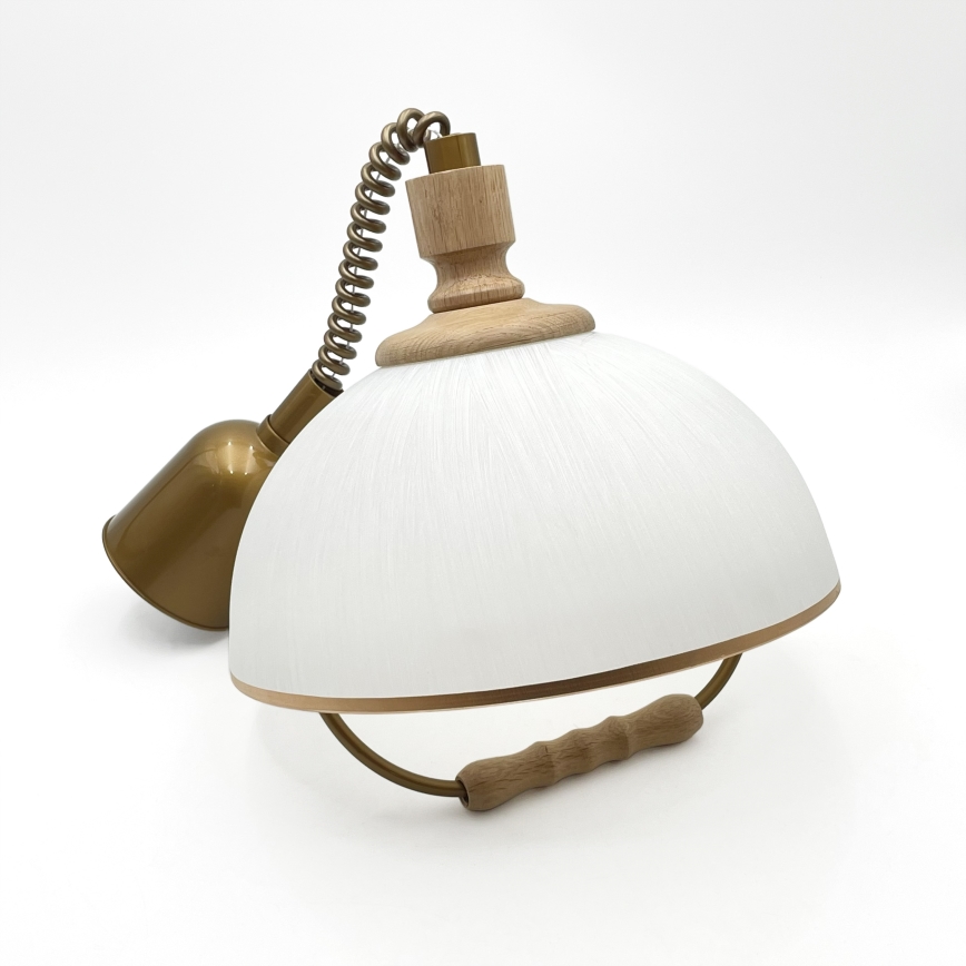 Lustre retrátil RAMONA 1xE27/60W/230V castanho/branco/carvalho