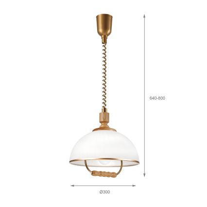 Lustre retrátil RAMONA 1xE27/60W/230V castanho/branco/carvalho