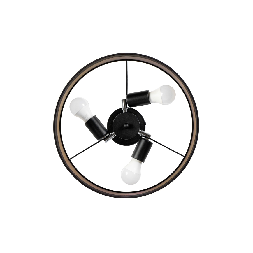 Lustre sobreposto ALBA 3xE27/15W/230V, diâmetro 40 cm, preto/marrom