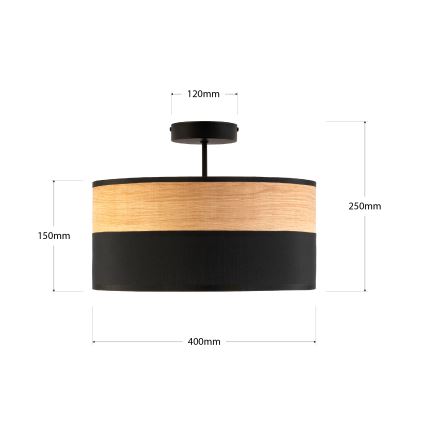 Lustre sobreposto ALBA 3xE27/15W/230V, diâmetro 40 cm, preto/marrom