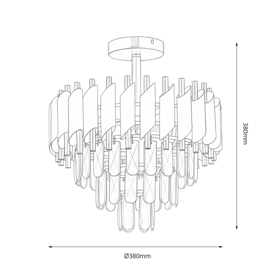 Lustre sobreposto CRISTAL 5xE14/10W/230V Ø 38 cm preto/dourado