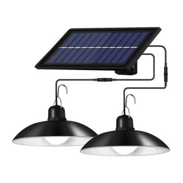 Lustre solar LED dimerizável suspenso por cabo com sensor 2xLED/1,8W/3,7V IP44 6500K 2400 mAh + controlo remoto