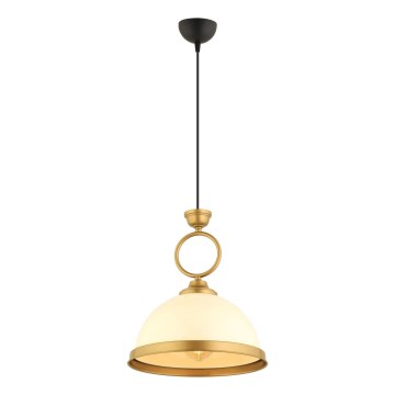 Lustre suspenso a cabo MONZA 1xE27/40W/230V Ø 26 cm creme/bronze