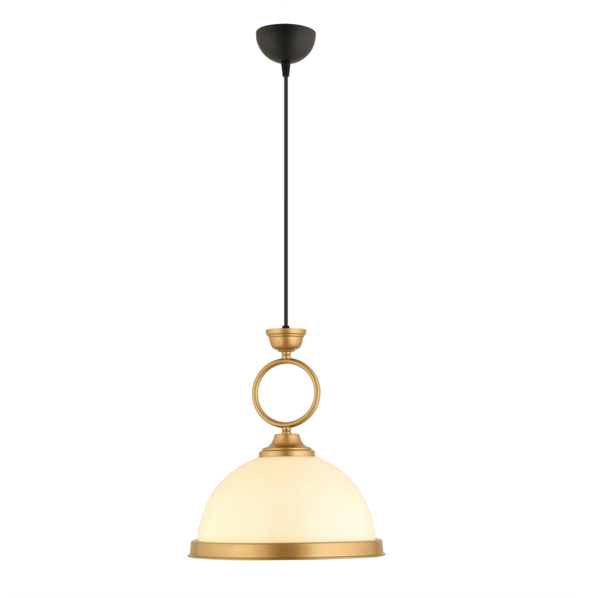 Lustre suspenso a cabo MONZA 1xE27/40W/230V Ø 26 cm creme/bronze