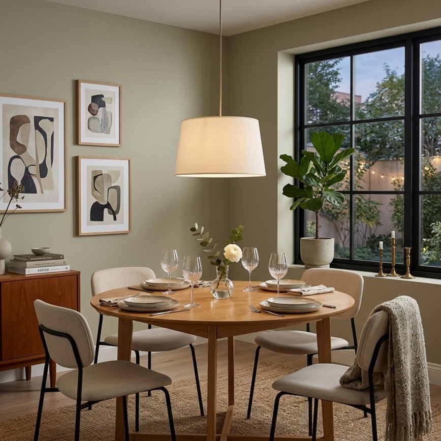 Lustre suspenso AIDA 1xE27/15W/230V Ø 35 cm carvalho/creme