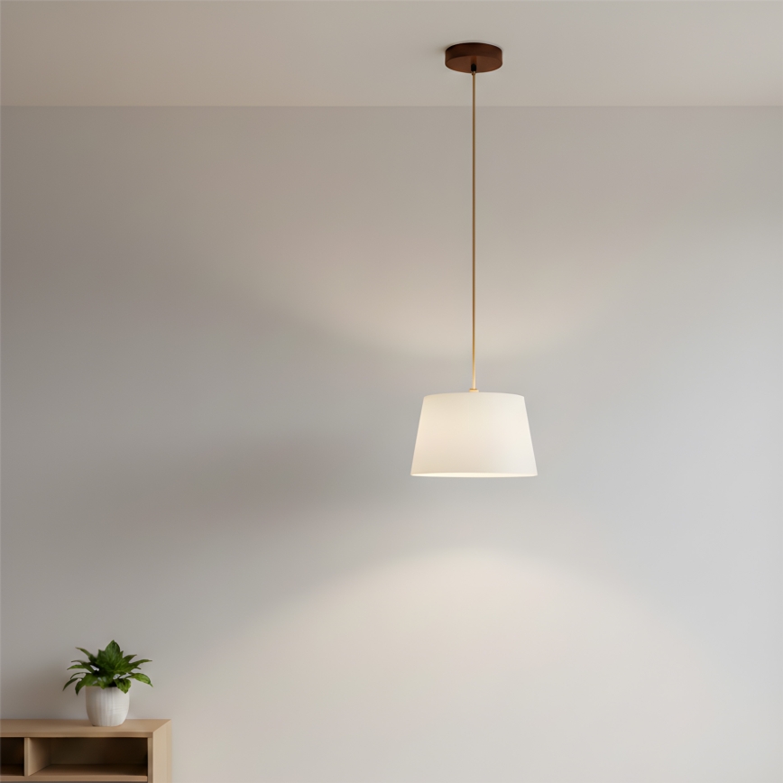 Lustre suspenso AIDA com cabo, 1xE27/60W/230V, Ø 25 cm, carvalho/marrom/branco