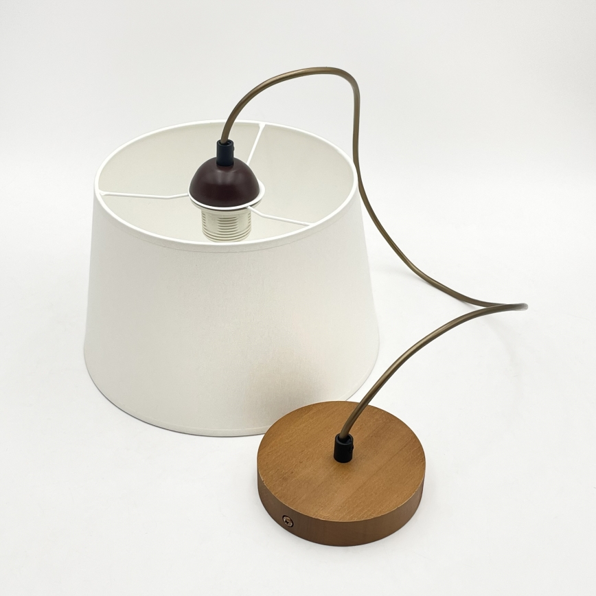 Lustre suspenso AIDA com cabo, 1xE27/60W/230V, Ø 25 cm, carvalho/marrom/branco