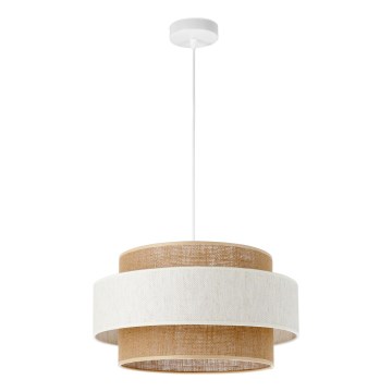 Lustre suspenso BOHO com cabo 1xE27/60W/230V Ø 40 cm creme/juta