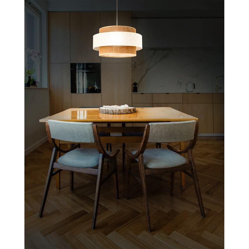 Lustre suspenso BOHO com cabo 1xE27/60W/230V Ø 40 cm creme/juta