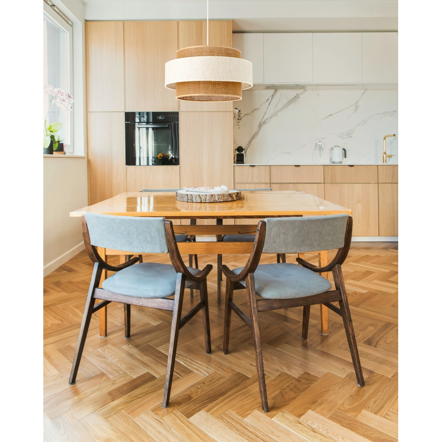 Lustre suspenso BOHO com cabo 1xE27/60W/230V Ø 40 cm creme/juta