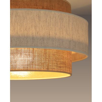 Lustre suspenso BOHO com cabo 1xE27/60W/230V Ø 40 cm creme/juta