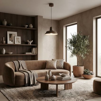 Lustre suspenso CLASS 1xE27/15W/230V, castanho
