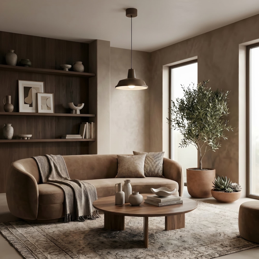 Lustre suspenso CLASS 1xE27/15W/230V, castanho