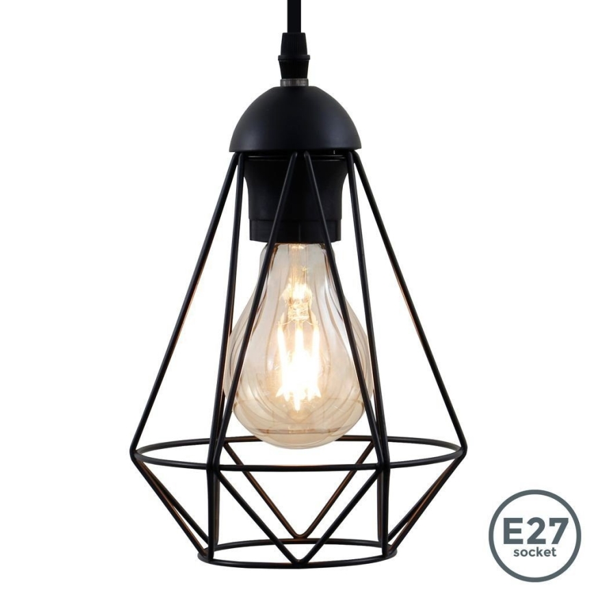 Lustre suspenso com cabo 1xE27/40W/230V preto