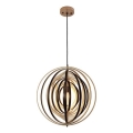 Lustre suspenso com cabo 1xE27/60W/230V Ø 43,5 cm madeira maciça/folheado/seringueira
