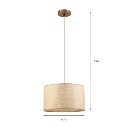 Lustre suspenso com cabo AIDA 1xE27/15W/230V Ø 35 cm carvalho/rafia