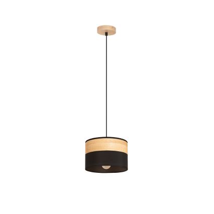 Lustre suspenso com cabo ALBA 1xE27/15W/230V, diâmetro 20 cm, preto/castanho