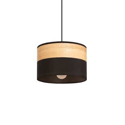 Lustre suspenso com cabo ALBA 1xE27/15W/230V, diâmetro 20 cm, preto/castanho
