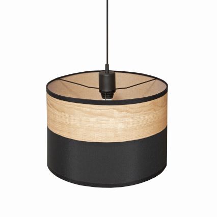 Lustre suspenso com cabo ALBA 1xE27/15W/230V, diâmetro 20 cm, preto/castanho