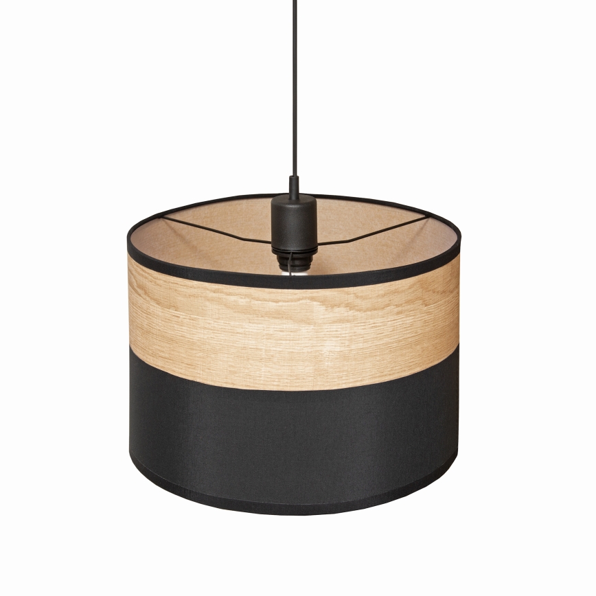 Lustre suspenso com cabo ALBA 1xE27/15W/230V, diâmetro 20 cm, preto/castanho