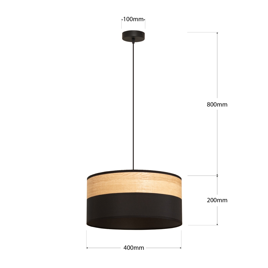 Lustre suspenso com cabo ALBA 1xE27/15W/230V Ø 40 cm preto/castanho