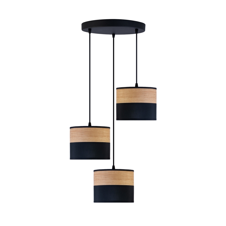 Lustre suspenso com cabo ALBA 3xE27/15W/230V diâmetro 40 cm preto/castanho