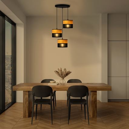 Lustre suspenso com cabo ALBA 3xE27/15W/230V diâmetro 40 cm preto/castanho